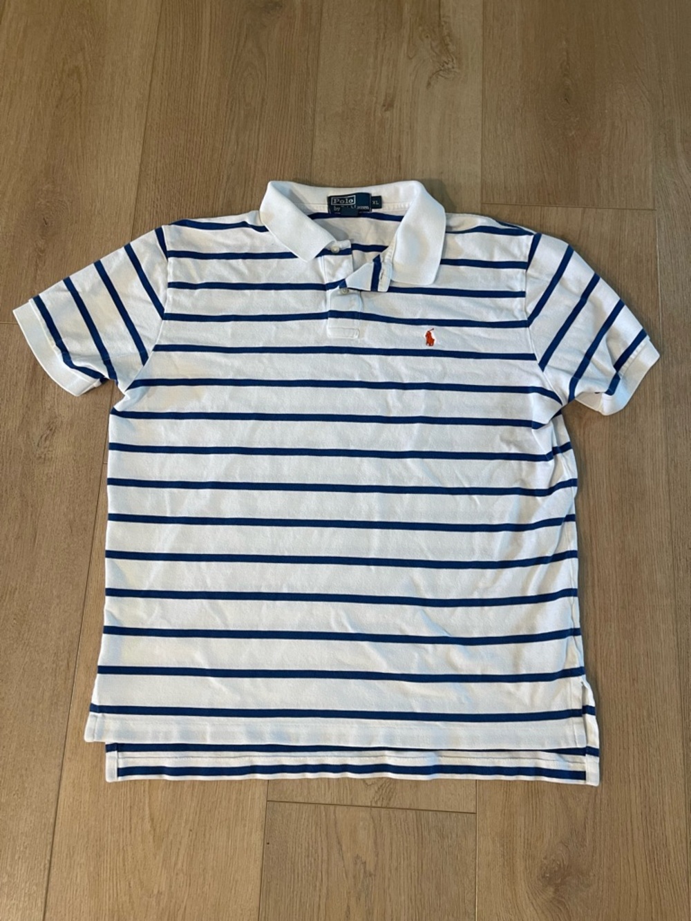 Ralph Lauren White Polo with Navy Stripes
